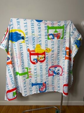 Vintage Sesame Street Muppets Alphabet Twin Flat Sheet Bedding Kids Children’s